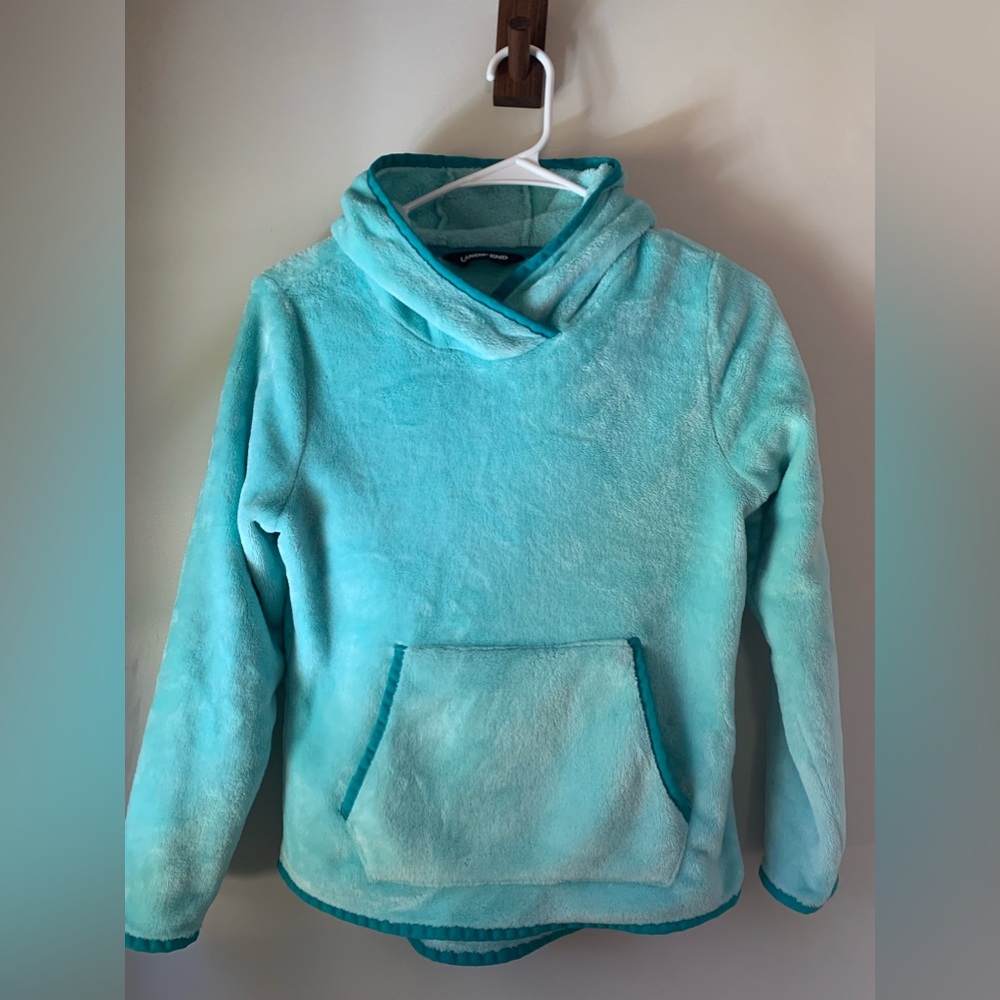 Lands end hooded fleece sweatshirt.